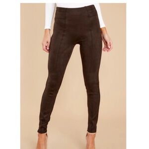 SPANX Faux Suede Chocolate Brown Pants Small
